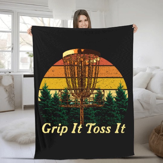Grip It Toss It Disc Golf Sports Golfer Games Outd Fleece Blankets