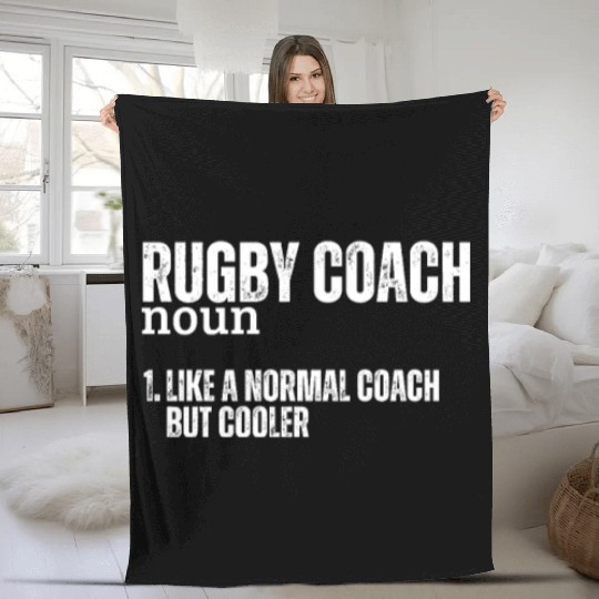 Rugby Coach Definition Funny Rugby Fleece Blankets