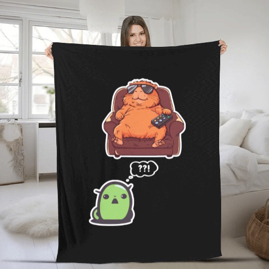 Funny Graphic Fleece Blankets Capybara Selfie With Ufos Weird