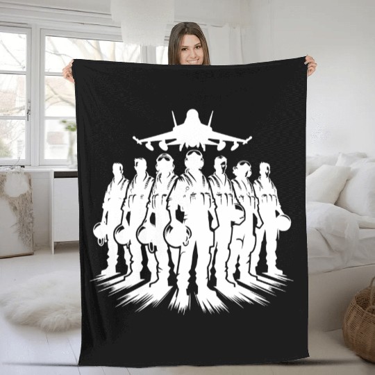 Air Force Pilots Cool Airplane Portrait Fleece Blankets