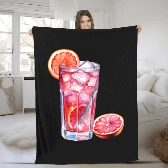Grapefruit Citrus Cocktail Fleece Blankets