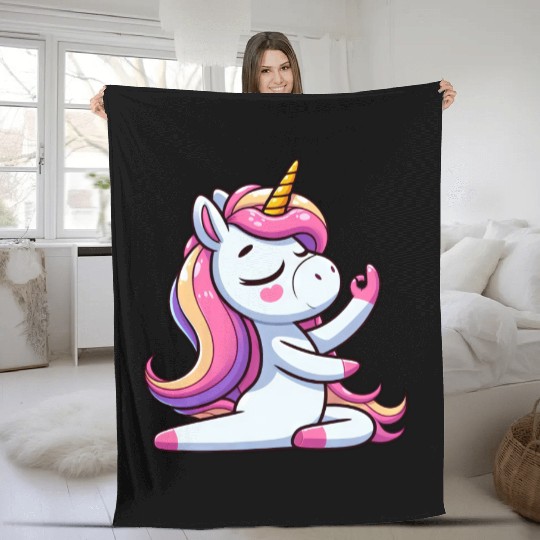 Unicorn Yoga Meditation Autogenic Training Fleece Blankets