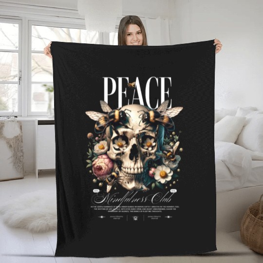 Rest In Peace skull Fleece Blankets