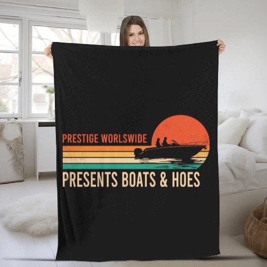 Vintage Retro Prestige Presents Boats And Hoes Fleece Blankets