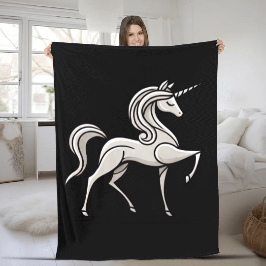 Refined Stick Figure Unicorn Fleece Blankets