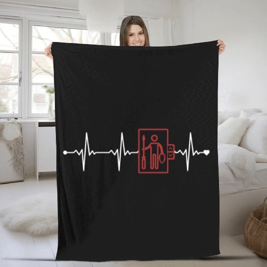 Elevator Technician Heartbeat Repair Elevator Fleece Blankets