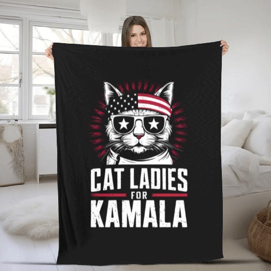 Kamala Harris Cat Ladies 2024 Fleece Blankets