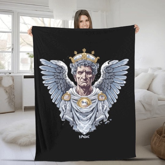 Emperor Caesar with Angel Wings Fleece Blankets