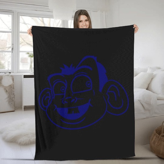 Monkey Face Sweet Cute Little Head Laughs Happy Fleece Blankets