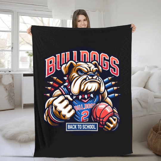Bulldogs Mascot Back To School Team Spirit Fleece Blankets