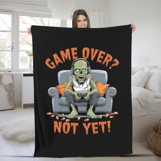 Game Over? Not Yet! - Funny Gamer Zombie Design Fleece Blankets