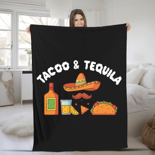 Tacos & Tequila Funny Taco Lover Saying Slogan Fleece Blankets