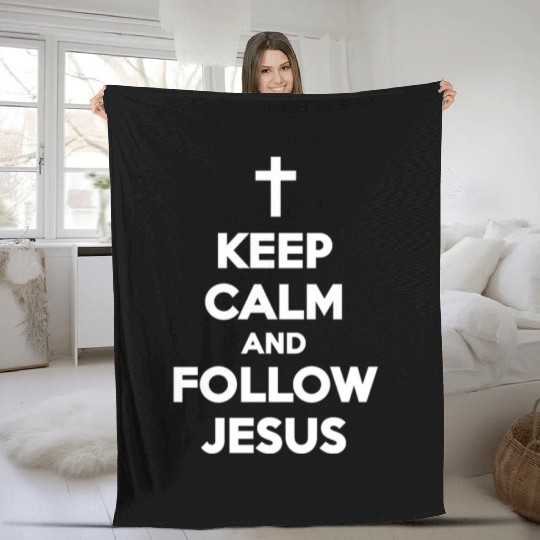Keep Calm and Follow Jesus - White Fleece Blankets