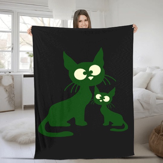 Crazy cat mom dad kitten child kitten family team Fleece Blankets