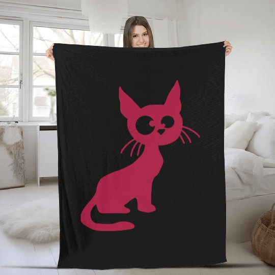Crazy Cat Squinting Funny Eyes Grimace Fun Cartoon Fleece Blankets