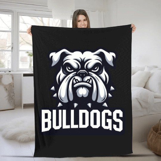 Bulldogs Mascot Back To School Team Spirit Fleece Blankets