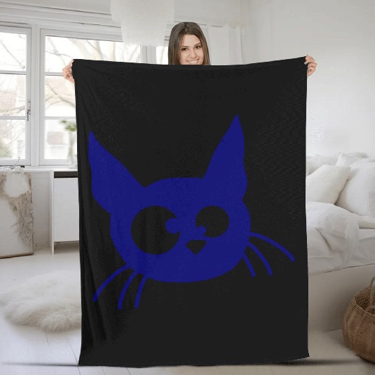 Crazy Cat Squinting Funny Eyes Grimace Fun Cartoon Fleece Blankets