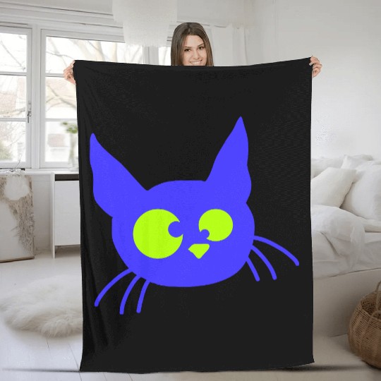 Crazy Cat Squinting Funny Eyes Grimace Fun Cartoon Fleece Blankets