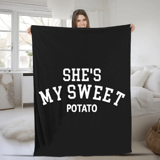 Shes My Sweet Potato Thanksgiving Couples Matching Fleece Blankets