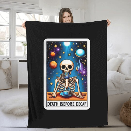 Tarot Card Collection - Death Before Decaf Fleece Blankets