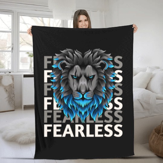 fearless lion design Fleece Blankets