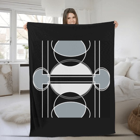 Black and grey geometric design Fleece Blankets