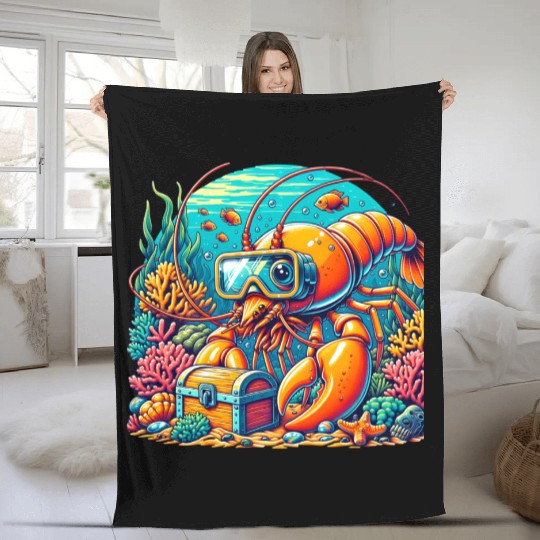 Shrimp Exploration-Underwater Adventure Fleece Blankets