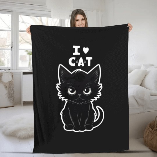 I love cat Fleece Blankets