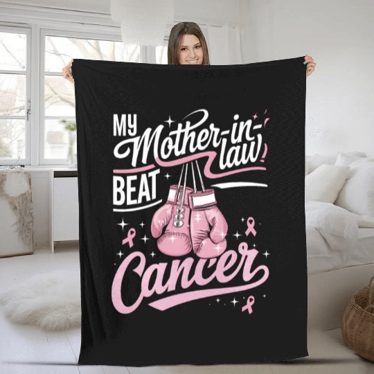 My Mother-In-Law Beat Cancer Breast Cancer Fleece Blankets