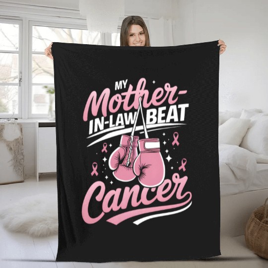My Mother-In-Law Beat Cancer Breast Cancer Fleece Blankets