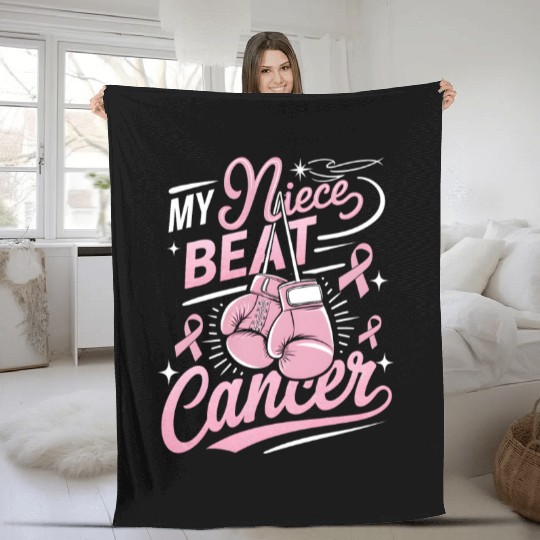 My Niece Beat Cancer Breast Cancer Awareness Fleece Blankets