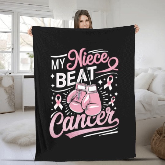 My Niece Beat Cancer Breast Cancer Awareness Fleece Blankets