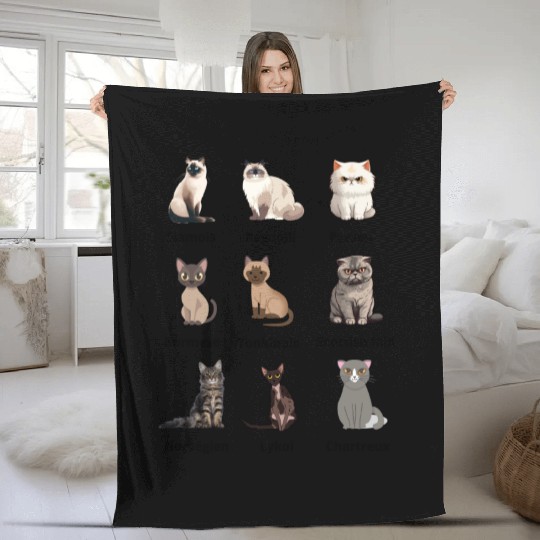 Types of Cats Future Cat Lovers Kids Feline Fleece Blankets