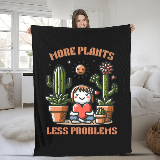 More Plants Less Problems Fleece Blankets