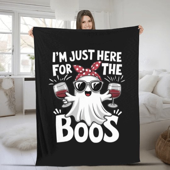 Boo tiful Wine Ghost Halloween Fun Fleece Blankets