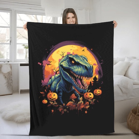 Spooky T-Rex Halloween Dinosaur Costume Fleece Blankets