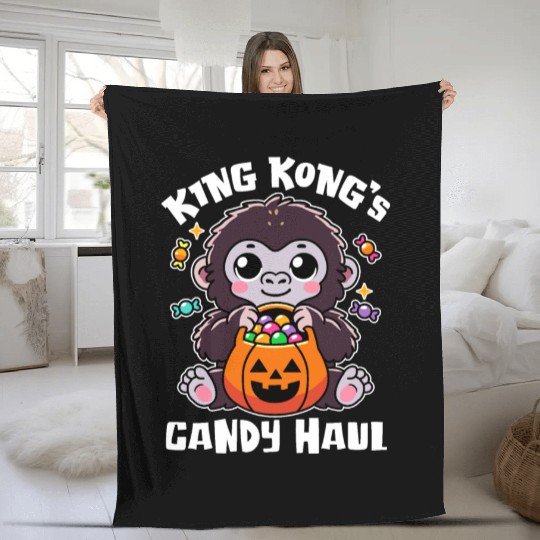 Kingkong's Candy Haul Halloween Trick-or-Treat Bag Fleece Blankets