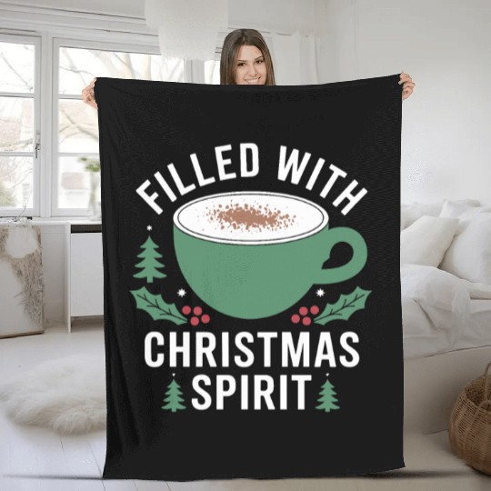 Filled With Christmas Spirit Festive Mug Design Fleece Blankets
