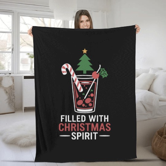 Filled With Christmas Spirit Festive Drink Design Fleece Blankets