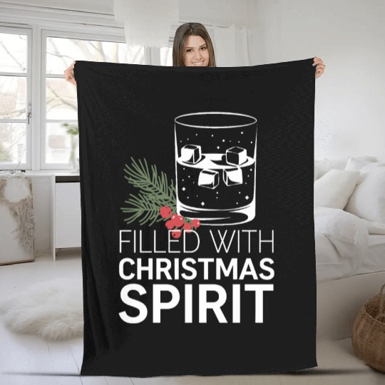 Filled With Christmas Spirit Festive Cheer Artwork Fleece Blankets