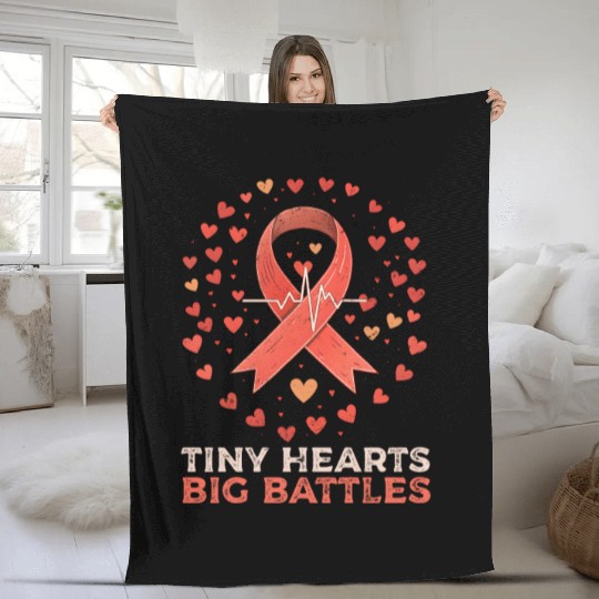 CHD Awareness Tiny Hearts, Big Battles Fleece Blankets