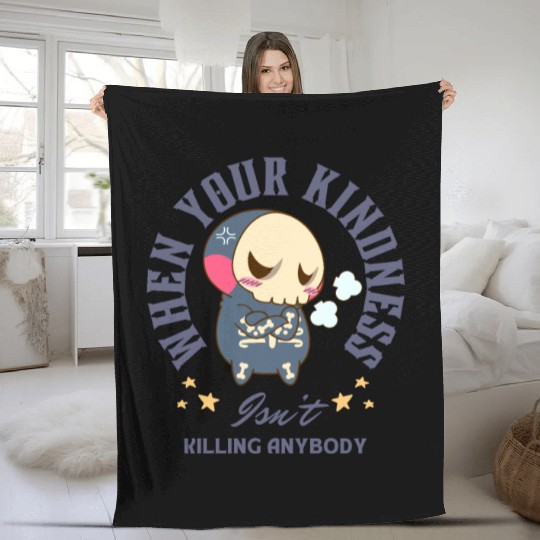 Angry Skeleton Kindness Quote Art Fleece Blankets