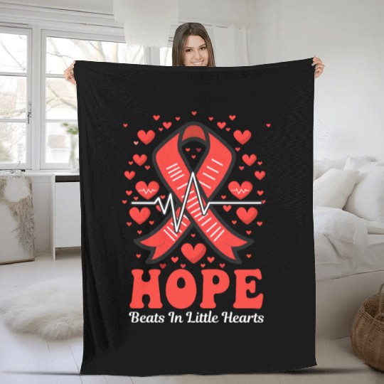 CHD Awareness Hope Beats In Little Hearts Fleece Blankets