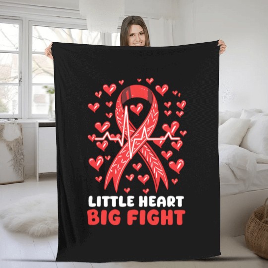 CHD Awareness Little Heart, Big Fight Fleece Blankets