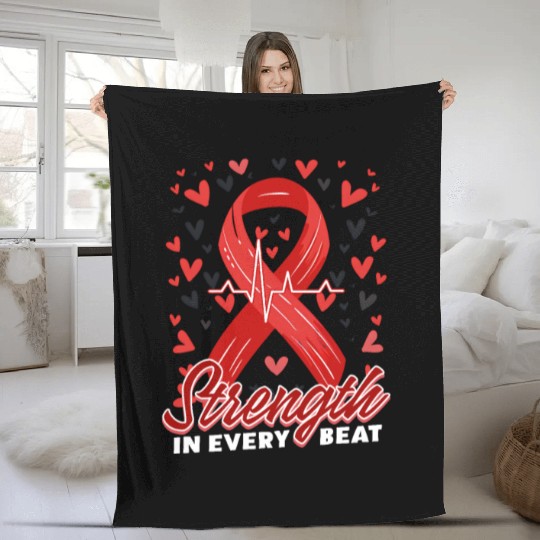 CHD Awareness Strength In Every Beat Fleece Blankets