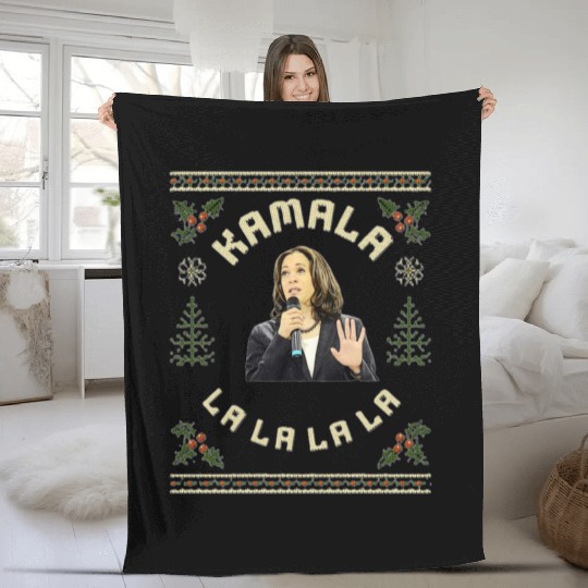 Kamala Harris singing Christmas Carol Fleece Blankets