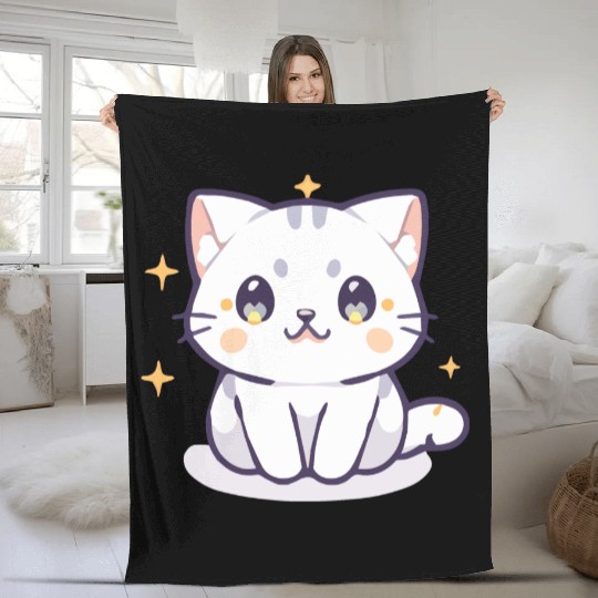 Meow Series: Starry Eyes Fleece Blankets