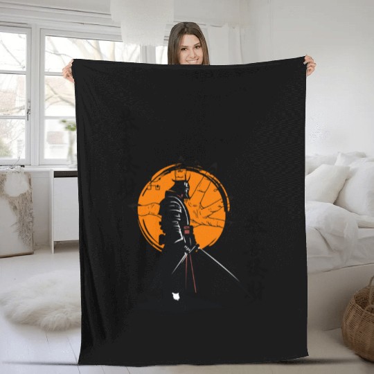 samurai with his sword Fleece Blankets