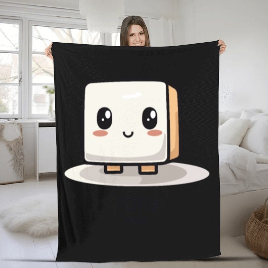Cute Chibi Kawaii Tofu Fleece Blankets