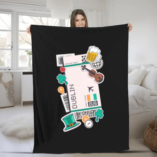 Dublin Ireland Irish Flag Fleece Blankets